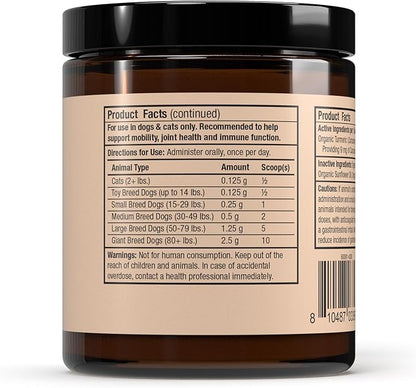Bark &amp; Whiskers Organic Curcumin, 2.64 Oz. (75 g), 300 Scoops, Promotes Mobility &amp; Joint Health, Veterinarian Formulated, Non-GMO, Certified USDA Organic, Dr. Mercola