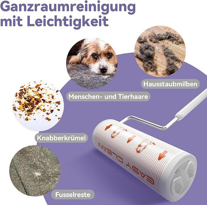 Jumbo Lint Roller,Large Lint Rollers for Pet Hair Extra Sticky Clothes - Ideal for Floors &amp; Carpets, &amp; Debris Removal 50-Sheets 2-Pack with Storage Tray
