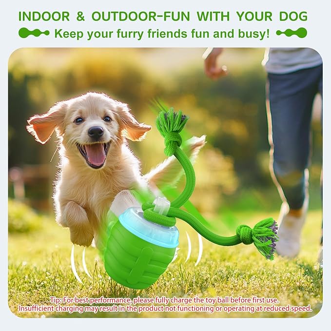 Interactive Dog Toys - [2025 Newly Upgraded] Motion Activated Ball for Small/Medium/Large Dogs, Automatic Moving Dog Toy Wicked Ball for Boredom &amp; Training, Music, USB Rechargeable (Green)