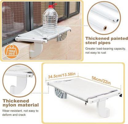 Sunhoo Cat Window Perch Hammock Kitty Bed for Windowsill Bedside Large Cats Shelf Seat Inside with Adjustable Ledge Sturdy Removable Cover Easy Assembly No Suction No Drill Hold 40lbs 22 * 13.58in(S)