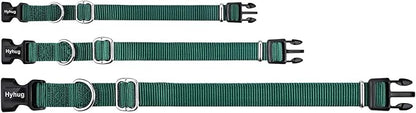 Hyhug Small Dog Collar Quick-Release Green| Heavy-Duty Nylon Puppy Collar, Adjustable &amp; Durable Pet Supplies for Boy &amp; Girl Dogs (Small, Dark Green)