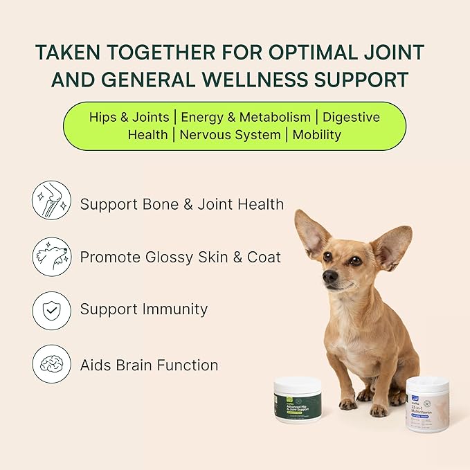 Wuffes Hip and Joint Supplement for and 23-in-1 Multivitamin Bundle for Dogs (Small &amp; Medium Breed)