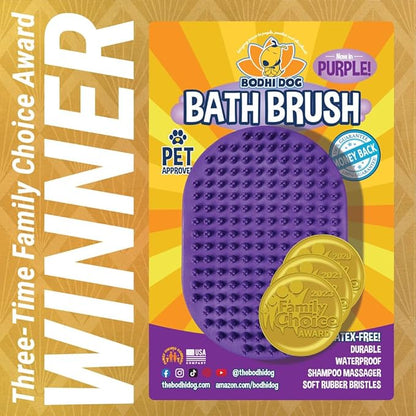 Bodhi Dog Shampoo Brush - Pet Grooming &amp; Bath Supplies for Dogs and Cats - Bath Brush for Long &amp; Short Hair - Premium Scrubber for Shower, Bathing &amp; Massage (One Pack, Purple)