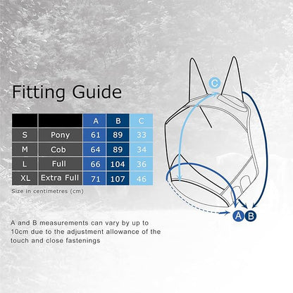 Harrison Howard CareMaster Pro Luminous Horse Fly Mask Large Eye Space Standard with Ears UV Protection for Horse Summer Mint M Cob