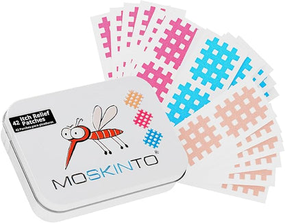 Moskinto The Original Mosquito Itch Relief Patches for Kids &amp; Adults, Bug Bite Patches Soothe Swelling &amp; Itching, Anti Itch Bug Bite Relief, Suction Tool Alternative, Family Pack, 42 Count