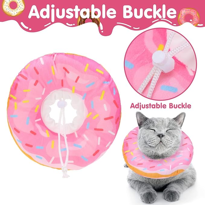 BINGPET Soft Donut Cat &amp; Small Dog Recovery Collar, Adjustable Protective Pet Cone After Surgery