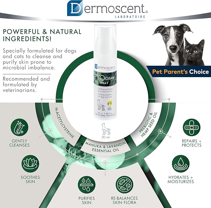 Dermoscent PYOclean® Spray for Dogs &amp; Cats 50 ml (1.66 fl. oz.)
