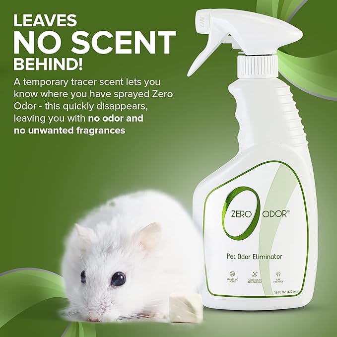 Zero Odor - Pet Odor Eliminator for Strong Odor, Eliminate Air &amp; Surface Odors – Patented Molecular Technology Best For Carpet, Furniture, Beds Smell Great Again (Over 400 Sprays Per Bottle)