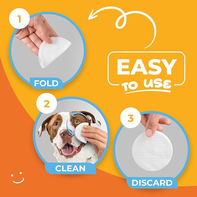 Dog Eye Wipes - Hypoallergenic Eye &amp; Face Wipes for Dogs, Cats, and Puppy - Pet Tear Stain Remover and Cleaner - Gently Cleans and Removes Discharge, Crust, and Gunk - Coconut