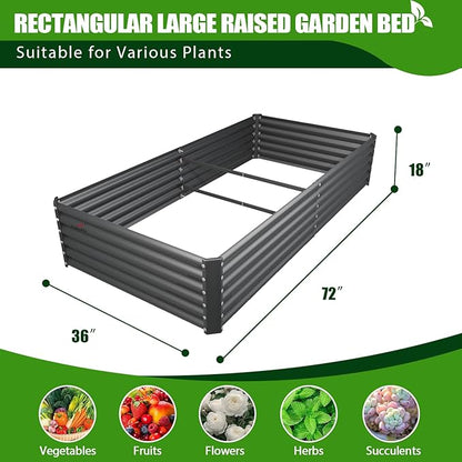 A ANLEOLIFE 6X3X1.5 ft Galvanized Raised Garden Beds Outdoor, Rectangular Metal Planter Box for Planting Vegetables Flowers Herb, Anti-Rust &amp; Easy-Setup, Quartz Grey