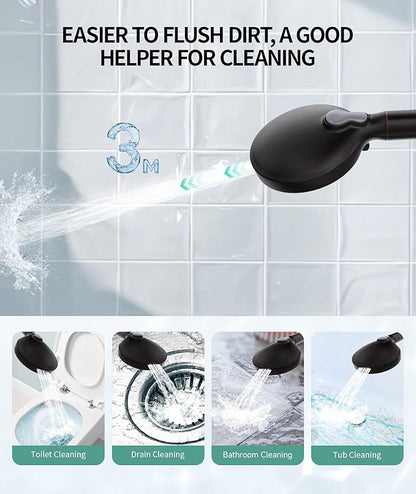 Filtered Shower Head with Handheld, High Pressure 9 Spray Mode Matte Black Showerhead with 4 Filters, Detachable Shower Head, Water Softener Filters Beads for Hard Water - Remove Chlorine
