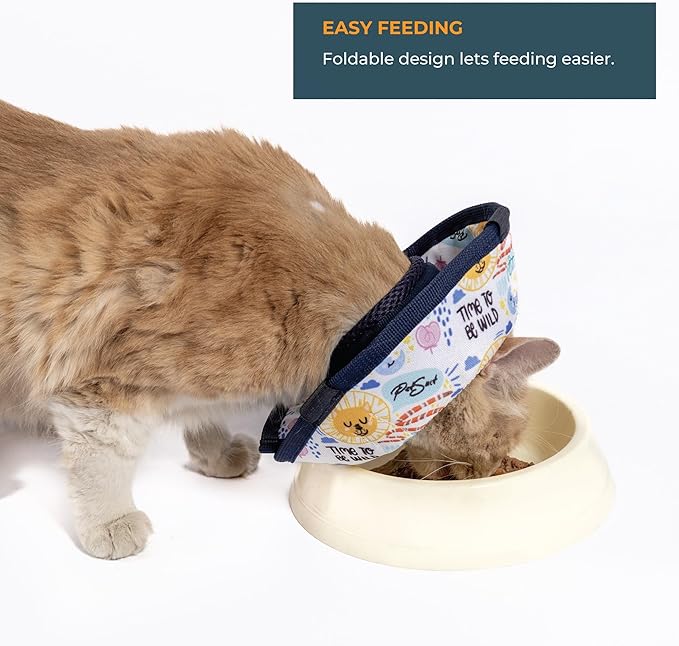 Cat Cone Collar – Colorful Cat Pattern - Lightweight Recovery Cone for Cats, Anti-Lick &amp; Anti-Scratch, Vet Recommended, Elizabethan Collar (Colorful, XXS [Neck Girth: 7.5"-10.3"])