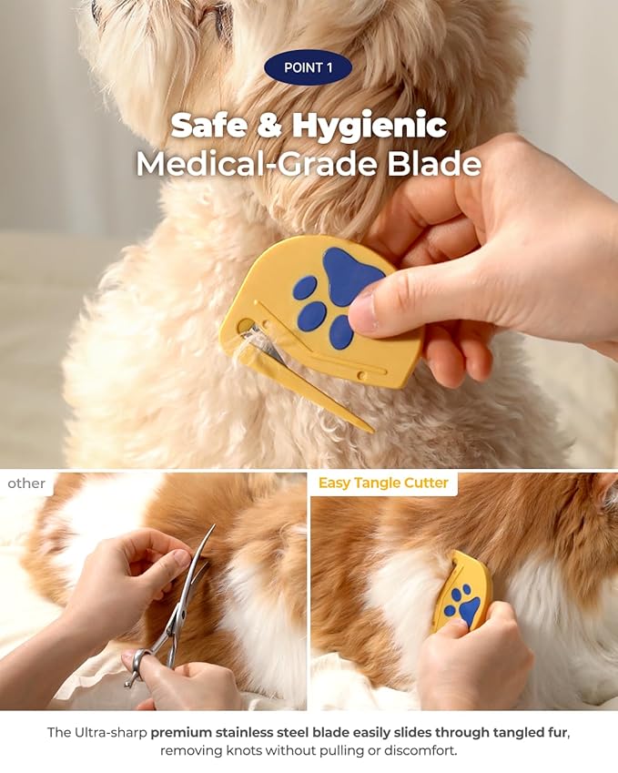 Healing Slicker Brush &amp; Matt Splitter – Gentle Detangling &amp; Shedding Control for Dogs &amp; Cats, 306 Bristles, One-Touch Hair Removal &amp; Safe Dematting Blade for Tangle-Free Grooming