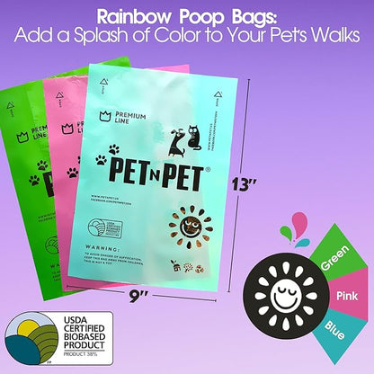 Pet N Pet 270 Counts Lavender Scented, Colorful Poop Bags for Dogs, 38% Plant Based &amp; 62% PE Dog Poop Bags Rolls, Extra Thick Dog Waste Bag, Doggy Bag