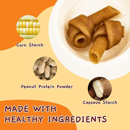 Jungle Calling Rawhide Free Dog Treats, Peanut Butter Bones, 6.5&