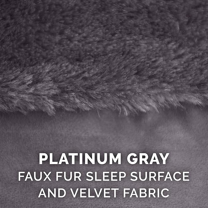 Furhaven Cooling Gel Dog Bed for Medium/Small Dogs w/ Removable Bolsters &amp; Washable Cover, For Dogs Up to 35 lbs - Plush &amp; Velvet L Shaped Chaise - Platinum Gray, Medium
