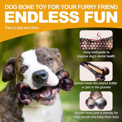 Dog Chew Toys for Aggressive Chewers, 2Pack Large Indestructible Dogs Bone Toy for Small Medium Breeds, Durable Tough Nylon Dog Chew Toys To Keep Them Busy, Puppy Teething Toy Bone, Beef&amp;Bacon Flavor