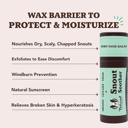 Natural Dog Company Snout Soother, Dog Nose Balm, Wax &amp; Cream for Dry, Cracked Noses, Heals &amp; Moisturizes with Shea Butter &amp; Coconut Oil, Lick-Safe Nose Butter, Made in USA, 2 oz. Stick
