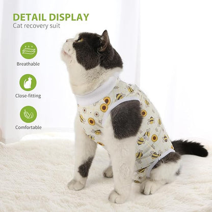 2 Packs Cat Surgery Recovery Suit Surgical Clothes Abdominal Wounds Anti-Licking Cat Bodysuit Onesie Substitute E-Collar&amp; Cone