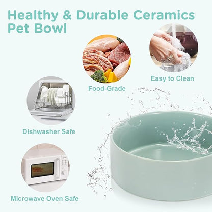 SPUNKYJUNKY Elevated Dog Bowls Ceramic, 8.3&