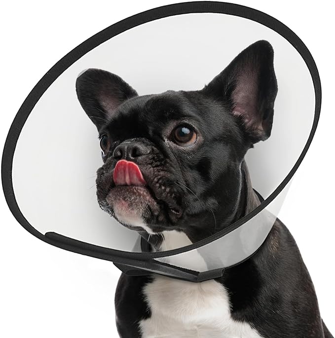 Supet Adjustable Dog Cone Collar After Surgery to Stop Licking,E Collar for Medium Small Dogs, Pet Recovery Collar &amp; Cone,Plastic Cone of Shame for Dogs, Dog Head Neck Cone (S-)