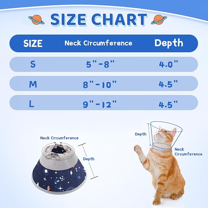 Cat Cone Collar Soft to Stop Licking, Adjustable, Foldable Lightweight Kitten Cones After Surgery Recovery for Cats &amp; Kittens, Cat Cone Alternative (Grey, L)