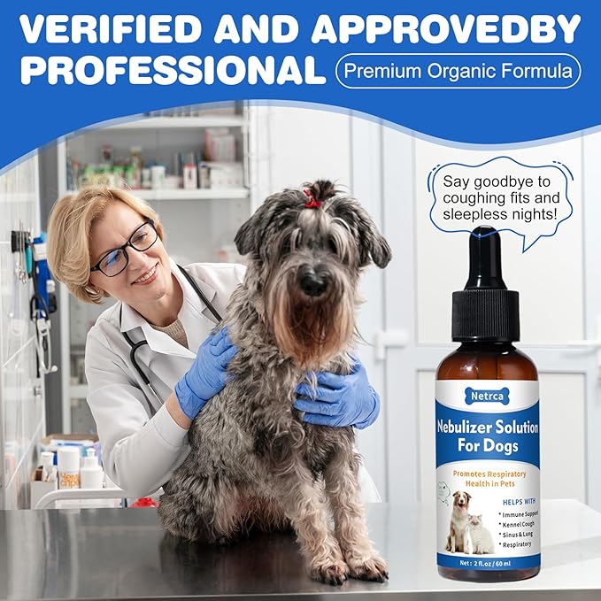 Natural Nebulizer Solution – Promotes Respiratory Health for Dogs &amp; Cats – Immune Support | Sinus, Allergies &amp; Kennel Cough Relief | Gentle Herbal Formula, 60ml