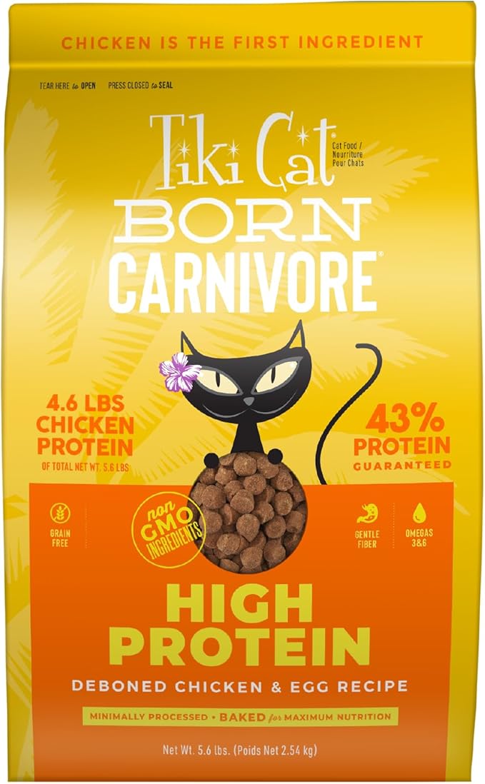 Tiki Cat Born Carnivore High Protein Dry Cat Food, Deboned Chicken &amp; Egg 5.6 lbs. Bag