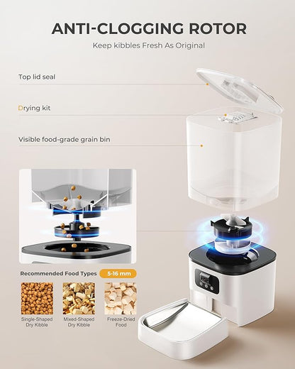 Automatic Cat Feeder with Camera,Adjustable Camera 5G/2.4G WiFi Timed cat Feed, auto cat Feeder, Automatic Pet Dispenser with HD Night Vision