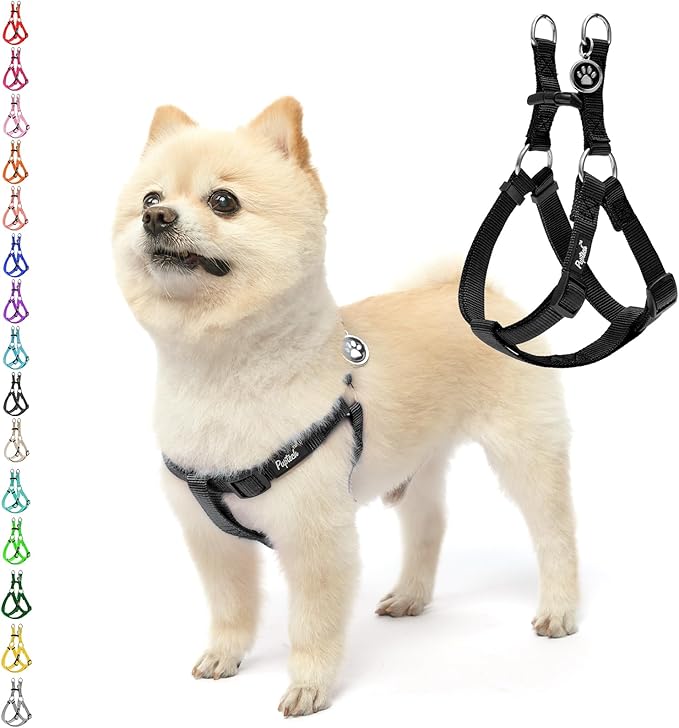 PUPTECK No Pull Dog Harness Soft Adjustable Basic Nylon Step in Puppy Vest Outdoor Walking with ID Tag X-Small