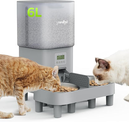 Automatic Cat Feeder for Pets, Programmable Meal Dispenser, for Timed Meals for Up to Cats &amp; Dogs Including Dual Power Supply, and Capacity for 4 Meals Daily