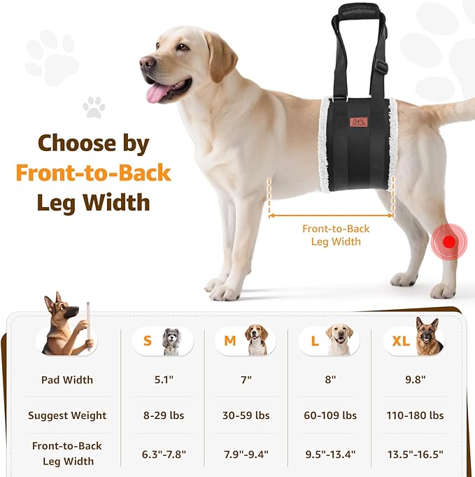 Adjustable Dog Lift Harness, Dog Sling for Large Dogs Hind Leg Support, Soft Lift Support Helps Senior, Injured, Disabled and After ACL Surgery Dogs-Black &amp; Grey (Large)