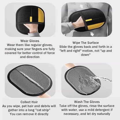 Pet Hair Removal Gloves, pet Hair Remover, Reusable Double-Sided electrostatic pet Hair Removal Gloves, pet Grooming Gloves.Suitable for Sofas, Furniture, Carpets, car Seats