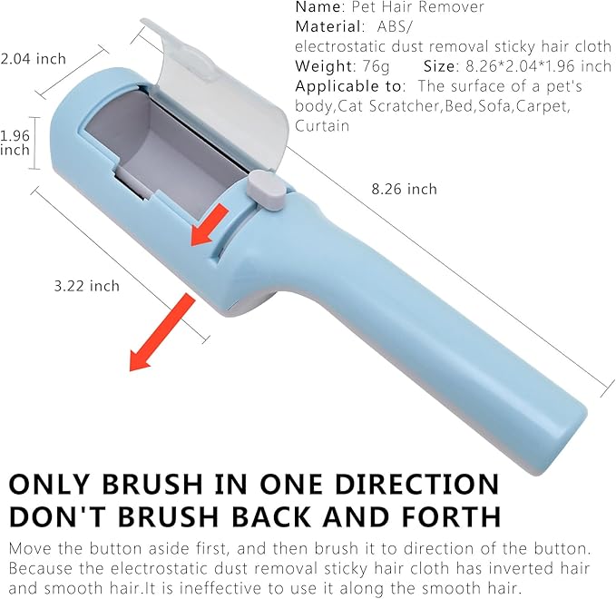 3 Packs Pet Hair Remover Roller Lint Brush and Reusable Lint Roller Dog &amp; Cat Hair Remover for Rug, Furniture, Couch, Car, Carpet, Clothes and Bedding Multi-Surface Fur Removal Tool