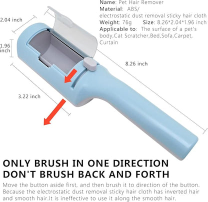 3 Packs Pet Hair Remover Roller Lint Brush and Reusable Lint Roller Dog &amp; Cat Hair Remover for Rug, Furniture, Couch, Car, Carpet, Clothes and Bedding Multi-Surface Fur Removal Tool