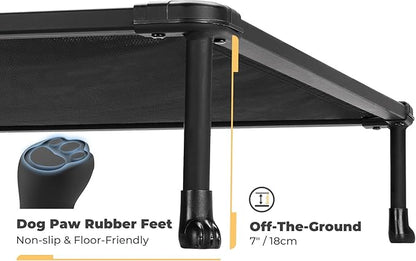 Veehoo Chewproof Elevated Dog Bed - Cooling Raised Pet Cot, Breathable Mesh, Washable &amp; Non-Slip for Medium Dogs, Indoor/Outdoor, Black Mat and Black Frame, 32x25inches (Model CWC2203A03)