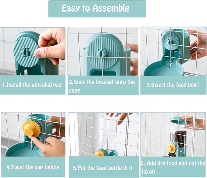 Hanging Automatic Rabbit Food Water Dispenser, Auto Dog Kennel Water Dispenser 35OZ Gravity Bunny Feeder, Dog Cage &amp; Crate Water Dispenser for Rabbit Guinea Pig Hedgehog Ferret Kitty Puppy