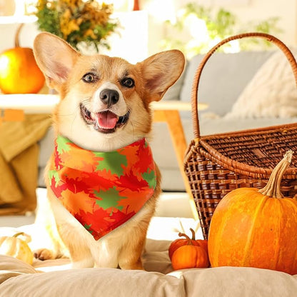 Chunful 30 Pcs Fall Bandanas for Dogs Autumn Dog Bandanas with Maple Leaves Pumpkin Patterns Soft Bibs Adjustable Triangle Doggie Scarf for Small Medium Large Pet Fall Costume 25.6 x 17.7 x 17.7 Inch