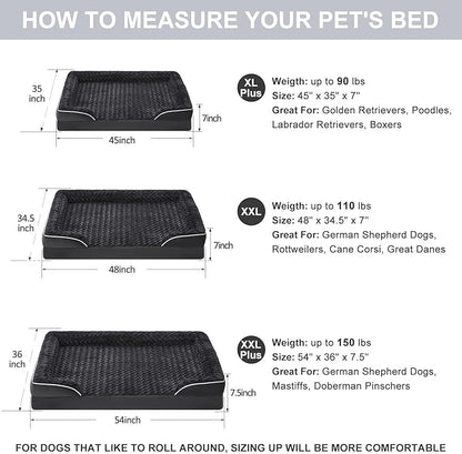 WNPETHOME Dog Beds for Large Sized Dogs, Washable Orthopedic Dog Couch Sofa Bed with Waterproof Lining &amp; Non-Skid Bottom for Pet Sleeping