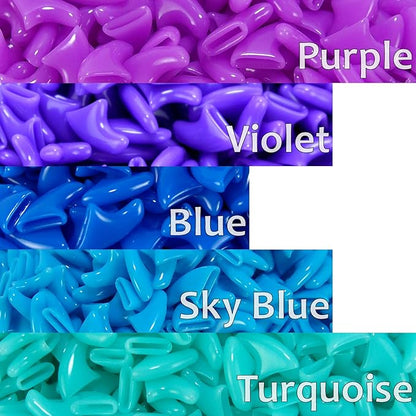zetpo 100 pcs Cat Nail Caps | Cat Claw Covers | with Adhesives and Applicators (L, Purple, Violet, Blue, Sky Blue, Turquoise)