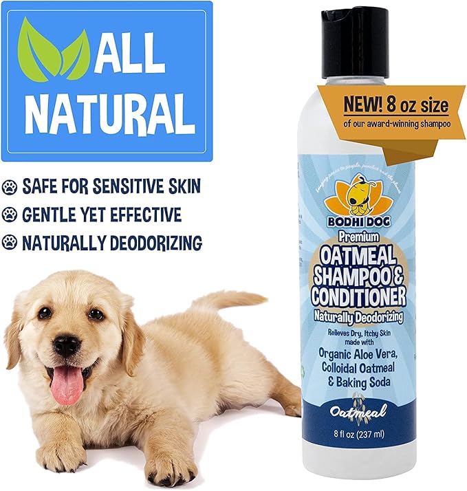 Bodhi Dog Shampoo Brush &amp; Oatmeal Shampoo and Conditioner Bundle - Grooming Essentials for Pets, Short Hair Scrubber, Soothes and Moisturizes Dry, Itchy Skin - Hydrates &amp; Nourishes
