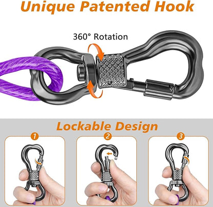 XiaZ Dog Tie Out Cable 30 Feet, Dog Runner for Yard Steel Wire Tether Line, Dogs Chains Heavy Duty for Outside Hold Large Dogs Up to 250 LBS