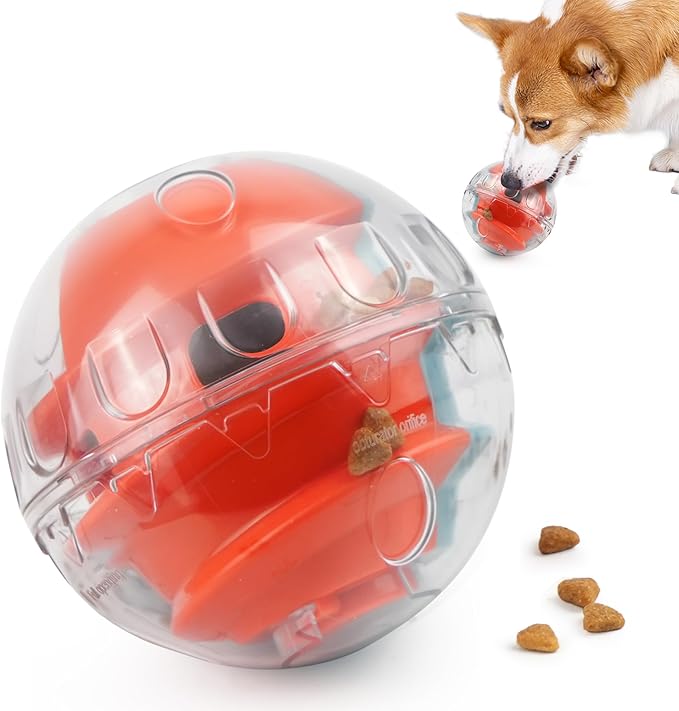 PrimePets Dog Treat Ball, Adjustable Food Dispensing Interactive Toys, Slow Feeder Treat Ball, 4.8&