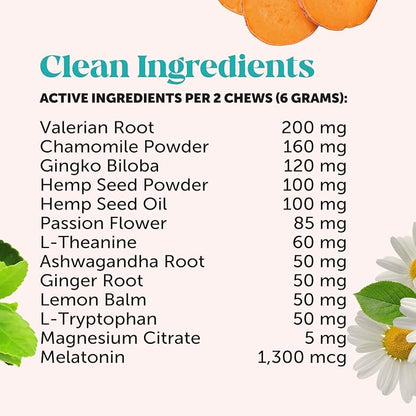 Natural Hemp Calming Chews for Dogs Maximum Strength - Hemp &amp; Melatonin Dog Anxiety Relief - Calming Aid Supplement with Valerian Root - Stress, Separation &amp; Thunder Support - (Duck 90 Ct)