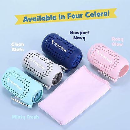 Sweet Paws Portable Dog Paw Towel, Lightweight &amp; Super Absorbent Microfiber, Clips onto Leash, Quick Drying Towel for Dogs Paws with Silicone Case, Dry Dog’s Paws on The Go - 3 Pieces Set - Large