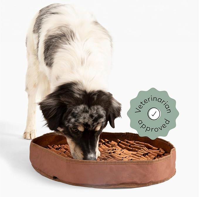 Reggie Stimulating Feeder Mat for Dogs | Relieve Speed Eating, Boredom, Stress | Vet-Approved &amp; Ideal for All Ages, Dog Breeds, and Sizes (Brown Feeder Mat)