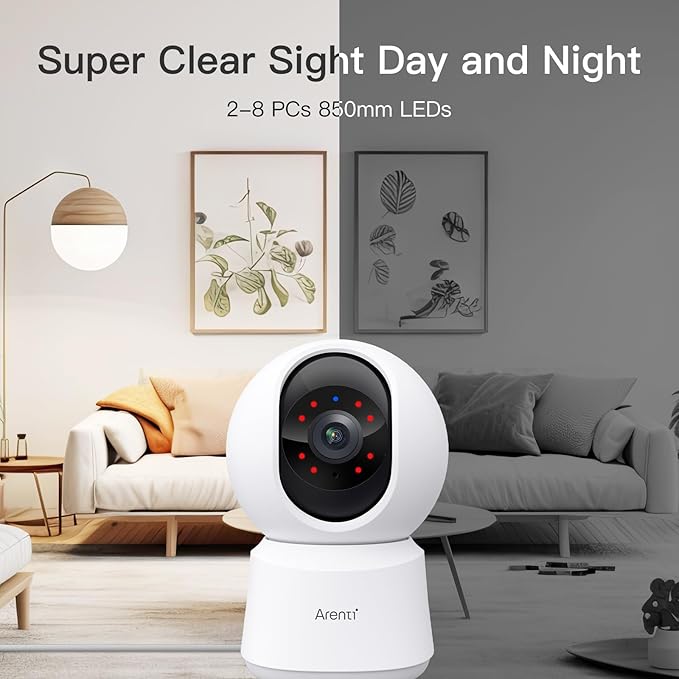 ARENTI 5G Indoor Security Camera, 4MP Pet Camera with Speaker for Dog/Cat, Baby Monitor with Phone App, Dual-Band WiFi, Auto Tracking, Super Night Vision, 2-Way Talk, Cloud &amp; SD Card Storage(P2Q 2PC)