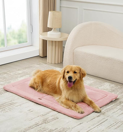 MADE 4 PETS Dog Crate Pad Bed for Large Dogs, Washable &amp; Reversible, Anti-Slip Kennel Mat for Cozy Sleeping, Soft Fluffy Dog Bed for Indoor &amp; Outdoor Use, 44"x32", Pink