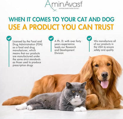 AminAvast Small Dogs &amp; Cat Kidney Support - Promotes Healthy Kidney Support in Cats &amp; Small Dogs - 300mg, 60 Capsule