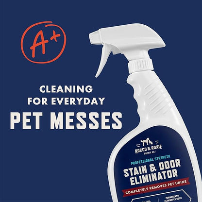 Rocco &amp; Roxie Stain &amp; Odor Eliminator for Strong Odor, 32oz Enzyme Pet Odor Eliminator for Home, Carpet Stain Remover for Cats &amp; Dog Pee, Enzymatic Cat Urine Destroyer, Carpet Cleaner Spray